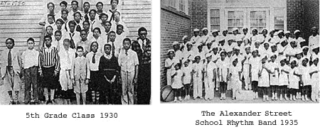 1930 5th grade class and 1935 rhythm band
