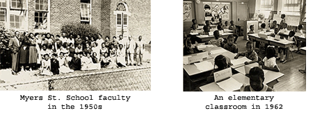 School faculty in the 50s and an elementary classroom in 1962