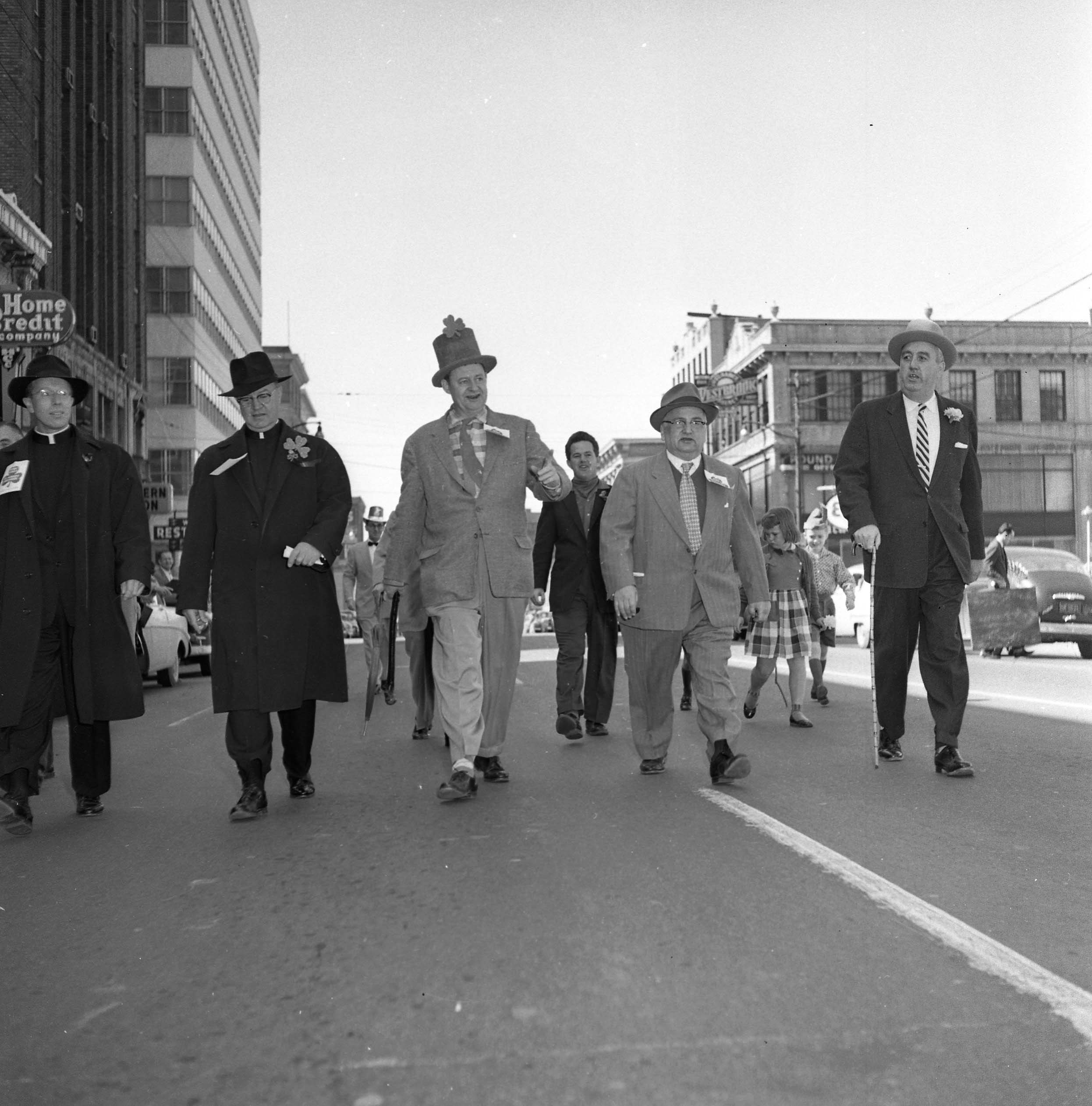 Marchers in 300 block of S. Tryon St., heading north