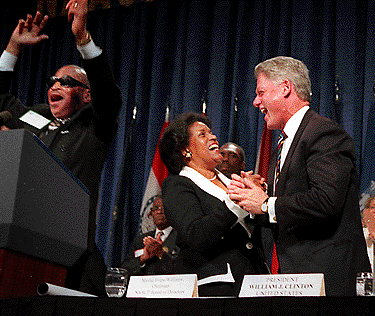 President Clinton and NAACP Chairwoman Myrlie Evers-Williams 