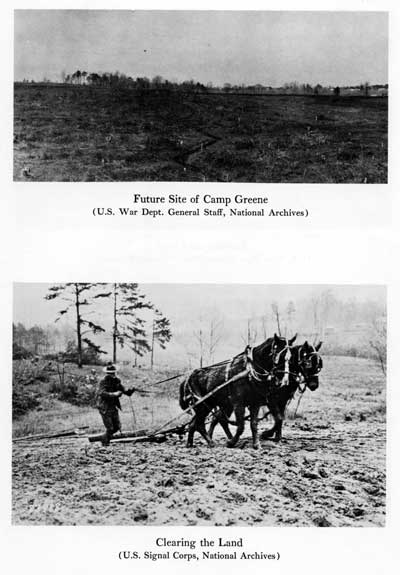 Clearing the land for Camp Greene