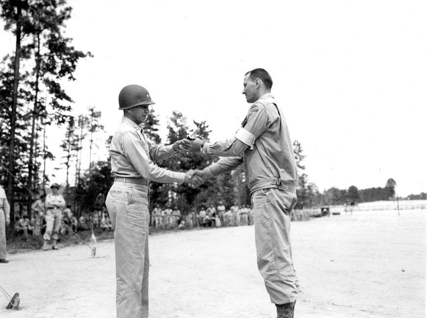 "Presentation of winner at field meet - 78th Div 8/14/43, Camp Butner, N.C."