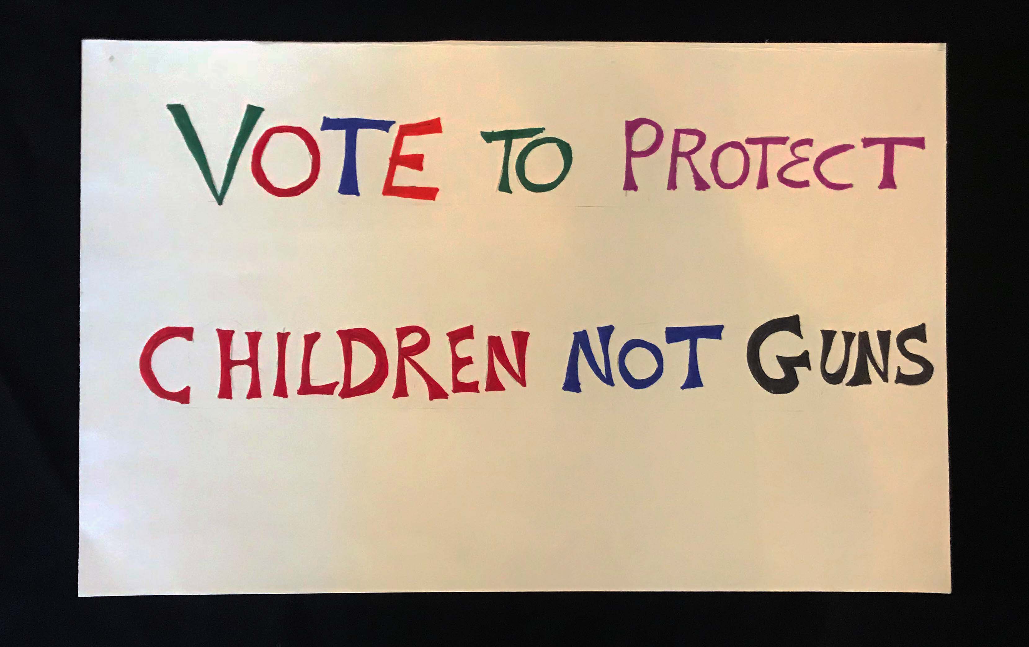 Charlotte March for Our Lives, 2018. Sign reads: "Vote to protect children, not guns."