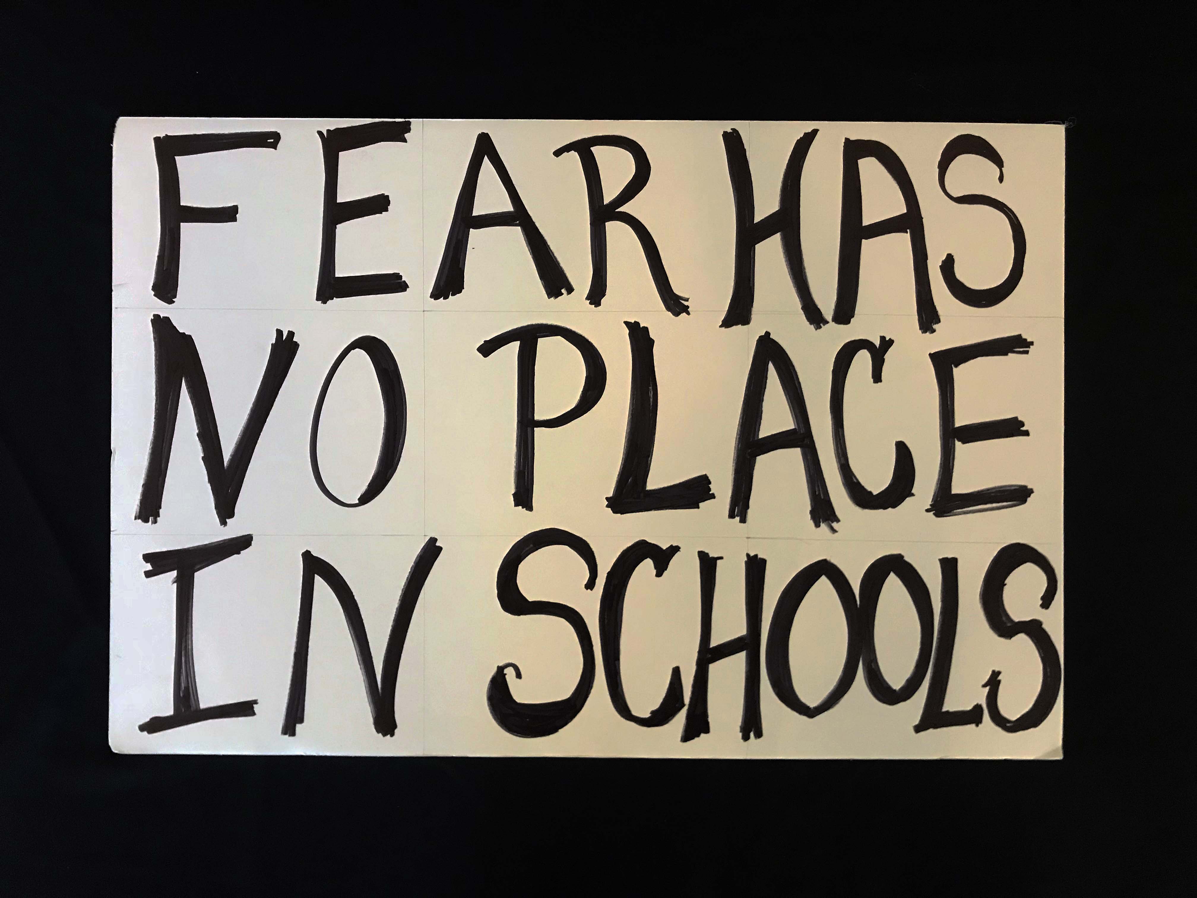 Charlotte March for Our Lives, 2018. Sign reads: "Fear has no place in schools."