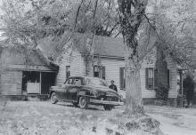 The Kirkpatrick family's farmhouse, c. 1945. The farm consisted of 180 acres in southern Mecklenburg County, now known as Sherwood Forest. From: The Sam Kirkpatrick Family, PLCMC.