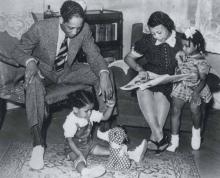 The Kenneth Diamond Family, 1938. Left to Right: Kenneth, Kenneth Jr., Cora, Vermelle. VERMELLE ELY