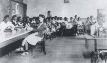 Sewing class, West Charlotte High School, 1943. ANITA BALDWIN.