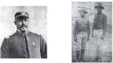 Colonel C. S. L. A. Taylor led the Charlotte Light Infantry, a black military company, which was called into active service to fight in the Spanish-American War. From: Colored Charlotte, courtesy of QUEENS COLLEGE LIBRARY. Right: Brothers Theodore, left, and Newton Hendry served together in World War I. THEODORA HENDRY WASHINGTON. Brothers Theodore, left, and Newton Hendry served together in World War I. THEODORA HENDRY WASHINGTON.