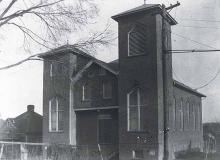 Mt. Moriah Primitive Baptist Church was located on the corner of Alexander and 11th streets. This photograph was made in 1921 when the Reverence K. D. Davis served as pastor of the church. GERALDINE JOHNSON BLENMAN.