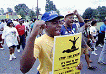 Residents marching