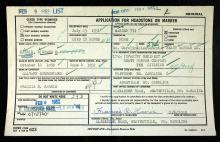 Richard Harris' OQMG Form 623 Application for Headstone Marker