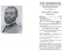 W. C. Smith (1854 - 1937), founder, publisher and editor of Charlotte's first black secular newspaper, the Charlotte Messenger. CHARLOTTE-MECKLENBURG HISTORIC LANDMARKS COMMISSION.