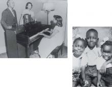 The Haynes family at the piano, 1949. At the piano is Alice, with her parents Bernard and Mary Grace. ALICE H. KIBLER. Right: The Wallace children, 1946. Left to right: Virginia, Floyd, Evelyn. VIRGINIA KEOGH.