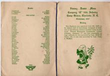 Company C, 59th Infantry Christmas dinner menu 1917