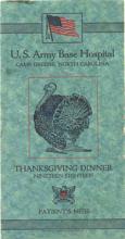 Menu Cover, Thanksgiving Dinner