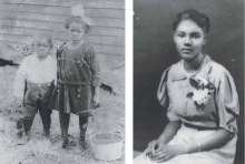 Margaret Neal and her brother Virlie at their home on First St., 1927. VIRGINIA E. KEOGH. Right: Margaret Neal at 18 years, upon her graduation from Second Ward High School, 1939. VIRGINIA E. KEOGH.