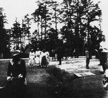 Black soldiers and visitors, Camp Greene, NC
