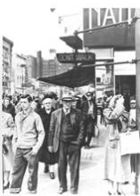 Northwest corner, Trade and Tryon, 1950s