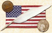 Commemorative Coins, Flag and a Quill
