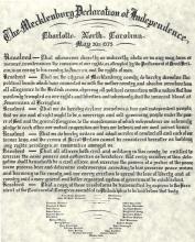 Reproduction of recreated text of Mecklenburg Declaration