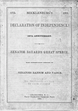 Cover of 1882 speech by Sen. James Bayard