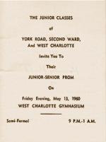 York Road, Second Ward, and West Charlotte's joint junior-senior prom invitation