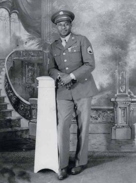 Sumter Denis Moore, a staff sergeant in World War II. THEODORA HENDRY WASHINGTON. 