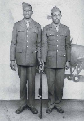 Carl F. Neal and friend Fred Hayes were stationed in Dallas when they posed together for this photograph. DOROTHY NEAL CROCKETT.