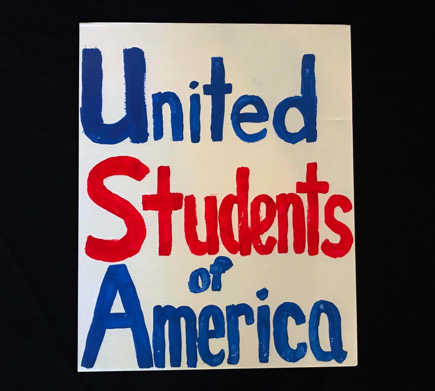 Charlotte March for Our Lives, 2018. Sign reads: "United Students of America"